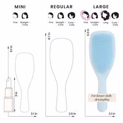Large Fine and Fragile Ultimate Detangler Hairbrush for Coloured, Fine & Thin Hair - Two-Tiered Soft Flex Teeth Reduce Breakage & Pulling - Gentle on - Additional view 6