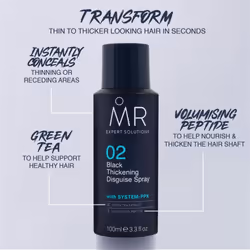 MR Thickening Disguise Spray 100ml (Dark Brown). Hairline Spray & Scalp Concealer for Thinning Hair, Bald Spot Cover Up for Men with System-PPX. Easy