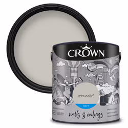 Crown Matt Paint Emulsion Walls & Ceilings 2.5L - Grey Putty