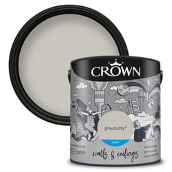 Crown Matt Paint Emulsion Walls & Ceilings 2.5L - Grey Putty