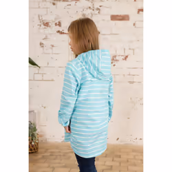 Cara Kids Rain Parka - 2-3 Yrs, Soft Turquoise Stripe