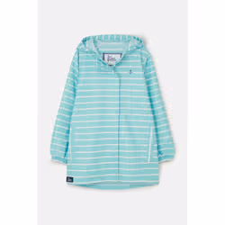 Cara Kids Rain Parka - 7-8 Yrs, Soft Turquoise Stripe