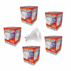 5x Eveready GU10 LED Light Bulbs 3.1W 6500K 250lms A+ Efficient