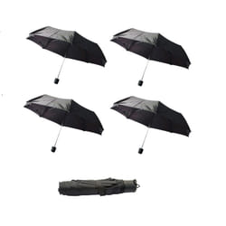 4x Compact Folding Umbrellas Black Handbag Portable Travel Umbrella