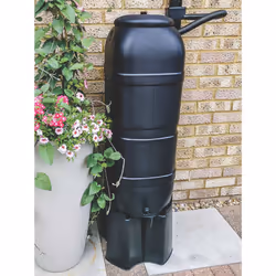 Slimline Water Butt & Stand 100L Black Space Saving & Filler