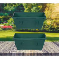 2 Venetian Window Box Trough Planters Small 40cm Plastic Forest Green