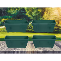 4 Venetian Window Box Trough Planters Small 40cm Plastic Forest Green