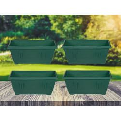 4 Venetian Window Box Trough Planters Small 40cm Plastic Forest Green