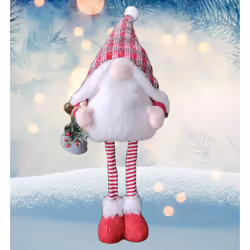 Red Light Up Christmas Gnome Standing Decoration With Bells 68cm