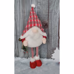 Red Light Up Christmas Gnome Standing Decoration With Bells 68cm