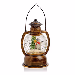 Snowman Christmas Water Spinner Lantern With Warm White LED Light
