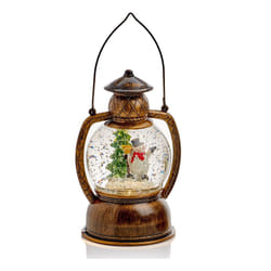 Snowman Christmas Water Spinner Lantern With Warm White LED Light