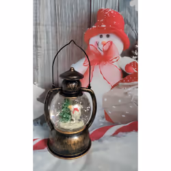 Snowman Christmas Water Spinner Lantern With Warm White LED Light
