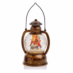 Santa Christmas Water Spinner Lantern With Warm White LED Light