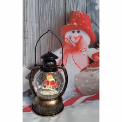 Santa Christmas Water Spinner Lantern With Warm White LED Light