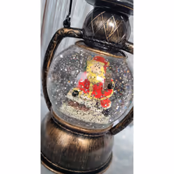 Santa Christmas Water Spinner Lantern With Warm White LED Light