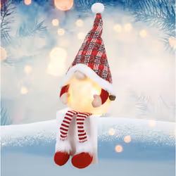 Red Light Up Christmas Gonk Sitting Dangly Legs Festive Decoration
