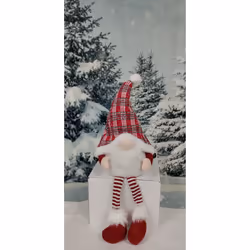 Red Light Up Christmas Gonk Sitting Dangly Legs Festive Decoration