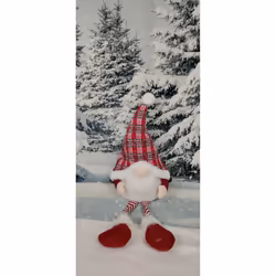 Red Light Up Christmas Gonk Sitting Dangly Legs Festive Decoration
