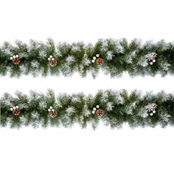 2 Artificial Christmas Garland Snow Tipped Berry Green Garland 2.7M
