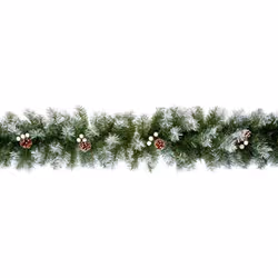 2 Artificial Christmas Garland Snow Tipped Berry Green Garland 2.7M