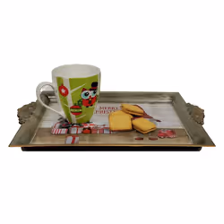 2 Christmas Gonk Tea Serving Trays Plastic Drink Snack Tray 40cmx26cm