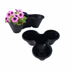 3 Black Strawberry Trio Planter Flower Pot Stackable Plastic Planter