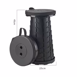 Black Portable Folding Telescopic Stool Adjustable Camping Chair 45cm