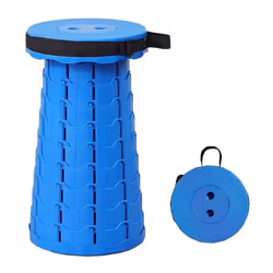 Blue Portable Folding Telescopic Stool Adjustable Camping Chair 45cm
