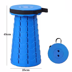 Blue Portable Folding Telescopic Stool Adjustable Camping Chair 45cm
