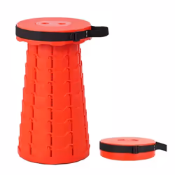 Red Portable Folding Telescopic Stool Adjustable Camping Chair 45cm