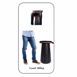 Red Portable Folding Telescopic Stool Adjustable Camping Chair 45cm