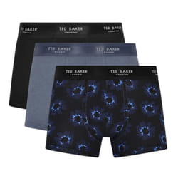 Ted Baker Boxers 3 Pack Fashion Trunks With Pattern - Black/Prussian/Painted Floral, Small