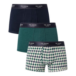 Ted Baker Boxers 3 Pack Fashion Trunks With Pattern - Navy/House Green/House Check, Small
