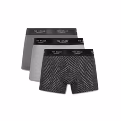 Ted Baker Boxers 3 Pack Fashion Trunks With Pattern - Grey/Heather Grey/T Repeat, Small