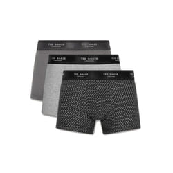Ted Baker Boxers 3 Pack Fashion Trunks With Pattern - Grey/Heather Grey/T Repeat, Small