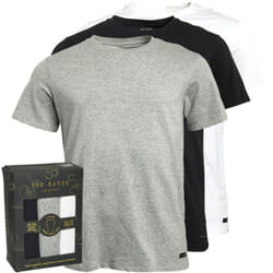 3-Pack Cotton Stretch Crew-Neck T-Shirts, Black/White/Grey - M