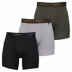 Ted Baker Mens Three Pack Cotton Stretch Breathable Boxer Briefs - M, Black/Grey Heather/Park