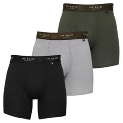 Ted Baker Mens Three Pack Cotton Stretch Breathable Boxer Briefs - M, Black/Grey Heather/Park