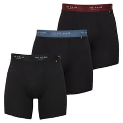 Ted Baker Mens Three Pack Cotton Stretch Breathable Boxer Briefs - M, Black/Black Radicchio/Black Real Teal