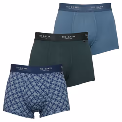 Ted Baker Mens Three Pack Cotton Trunk Breathable Boxer Briefs - M, Scarab/Real Teal/Rope Chain Navy