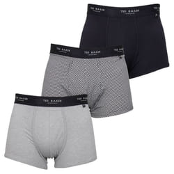 Ted Baker Mens Three Pack Cotton Trunk Breathable Boxer Briefs - L, Navy/Heather Grey/Mini Geo Navy