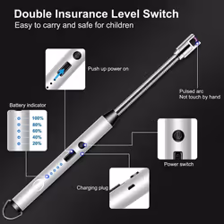 BBQ Candle USB Electric Lighter Rechargeable ARC Flameless Windproof Plasma