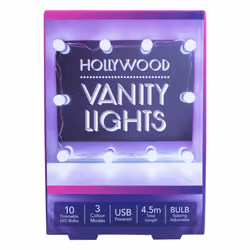 Hollywood Vanity String Lights 10 Dimmable Light Bulbs. USB Powered