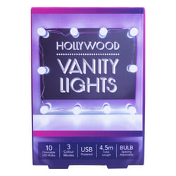 Hollywood Vanity String Lights 10 Dimmable Light Bulbs. USB Powered