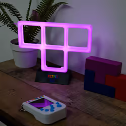 Tetris Purple T Tetrimino Neon Light. Retro Gaming Lamp