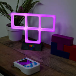 Tetris Purple T Tetrimino Neon Light. Retro Gaming Lamp