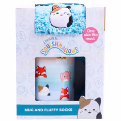 Squishmallows Mug & Fluffy Socks Set. Size 4-7 With Cam, Fifi Winston & More
