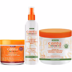 Cantu Shea Butter Hair Twist Lock Gel, Leave-In Conditioning Mist, Leave-In Reapir Cream (Set Of 3)