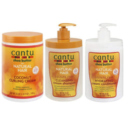 Cantu Coconut Curling Cream, Sulfate Free Shampoo & Hydrating Cream Conditioner (Set Of 3)
